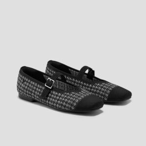MARGOT Mary-Jane Square-Toe Mary-Jane in Black Tweed Flats